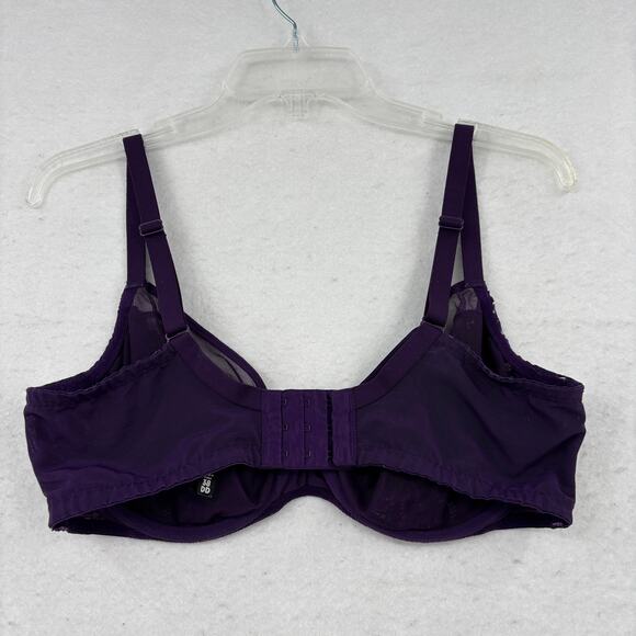 Torrid Curve Bra Size 38DD Purple Unlined Demi Underwire Lace Overlay - Picture 4 of 8